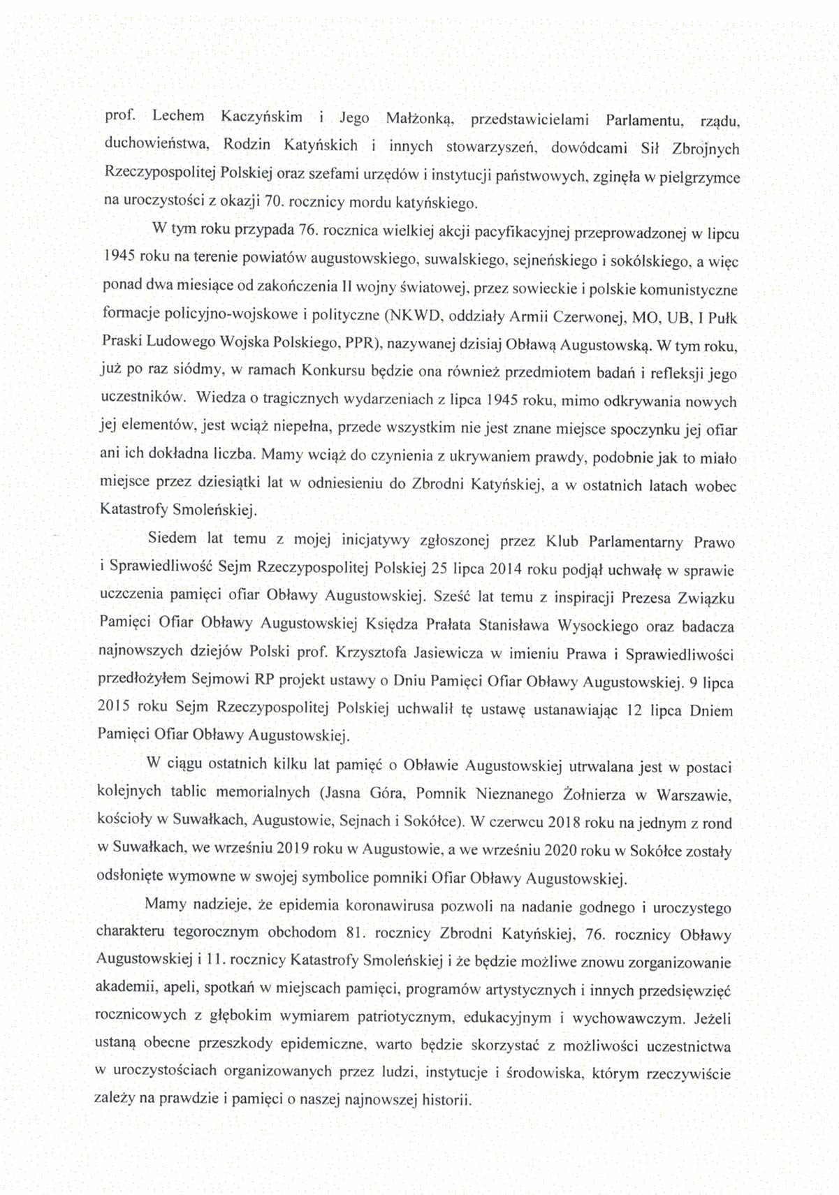 List posła Jarosława Zielińskiego 2